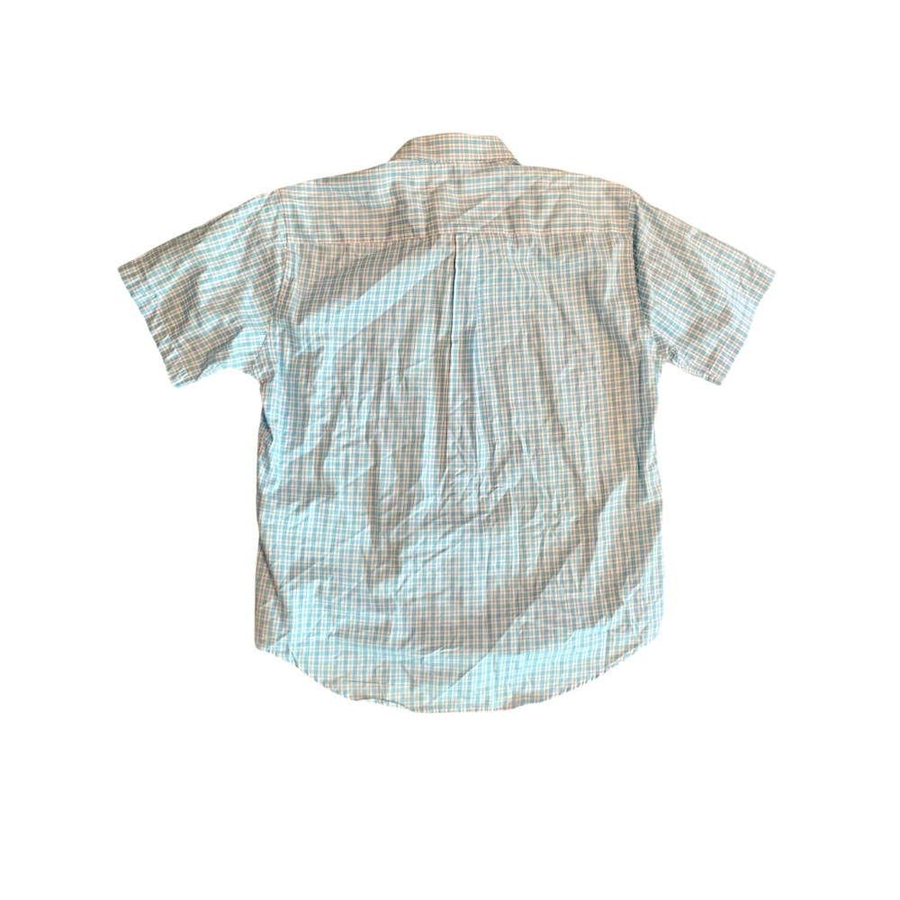 Peter Millar men’s Crown Ease blue plaid button up shirt sleeve shirt, large - Picture 5 of 7